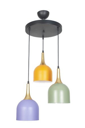 Reına Modern Design Metal Mix Orange Lilac Green Color Pendant Lamp Cafe - Kitchen 3-Piece Chandelier