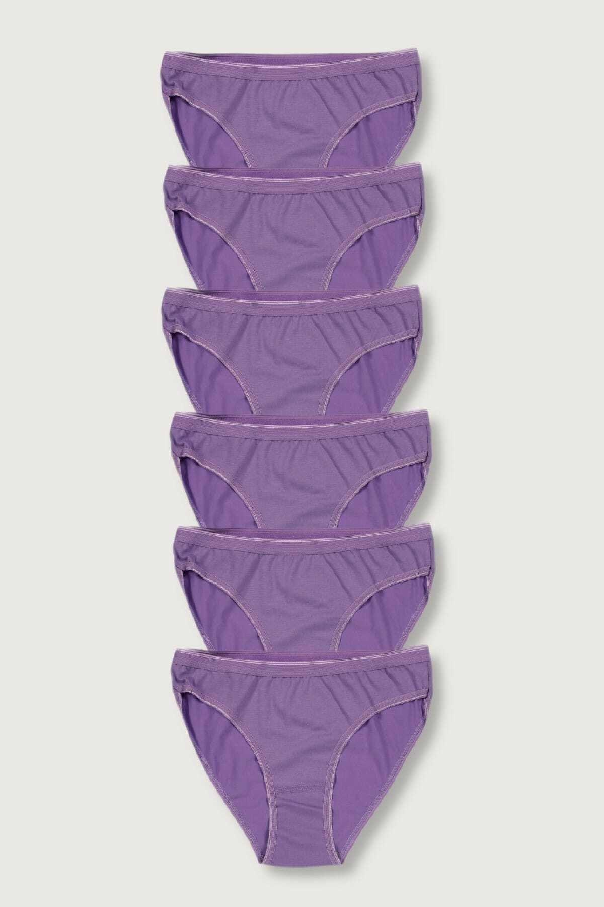Women's Purple 6 Pack Bikini Panties ELF568T0635CCM6 - Swordslife