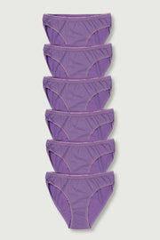 Women's Purple 6 Pack Bikini Panties ELF568T0635CCM6 - Swordslife