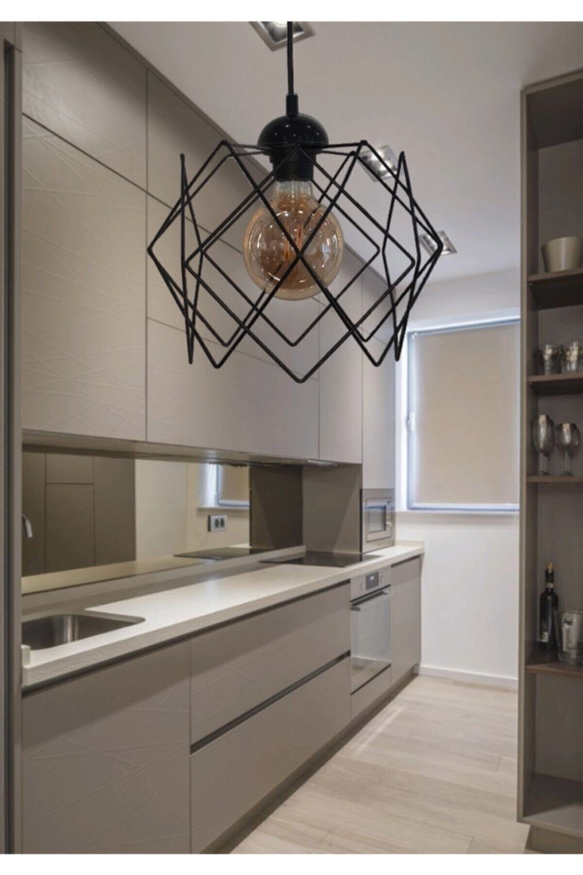 Black Multi Square Single Pendant Chandelier (Without Glass)