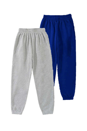 2-Pack Basic Plain Jogger Sweatpants Gray And Sax - Swordslife