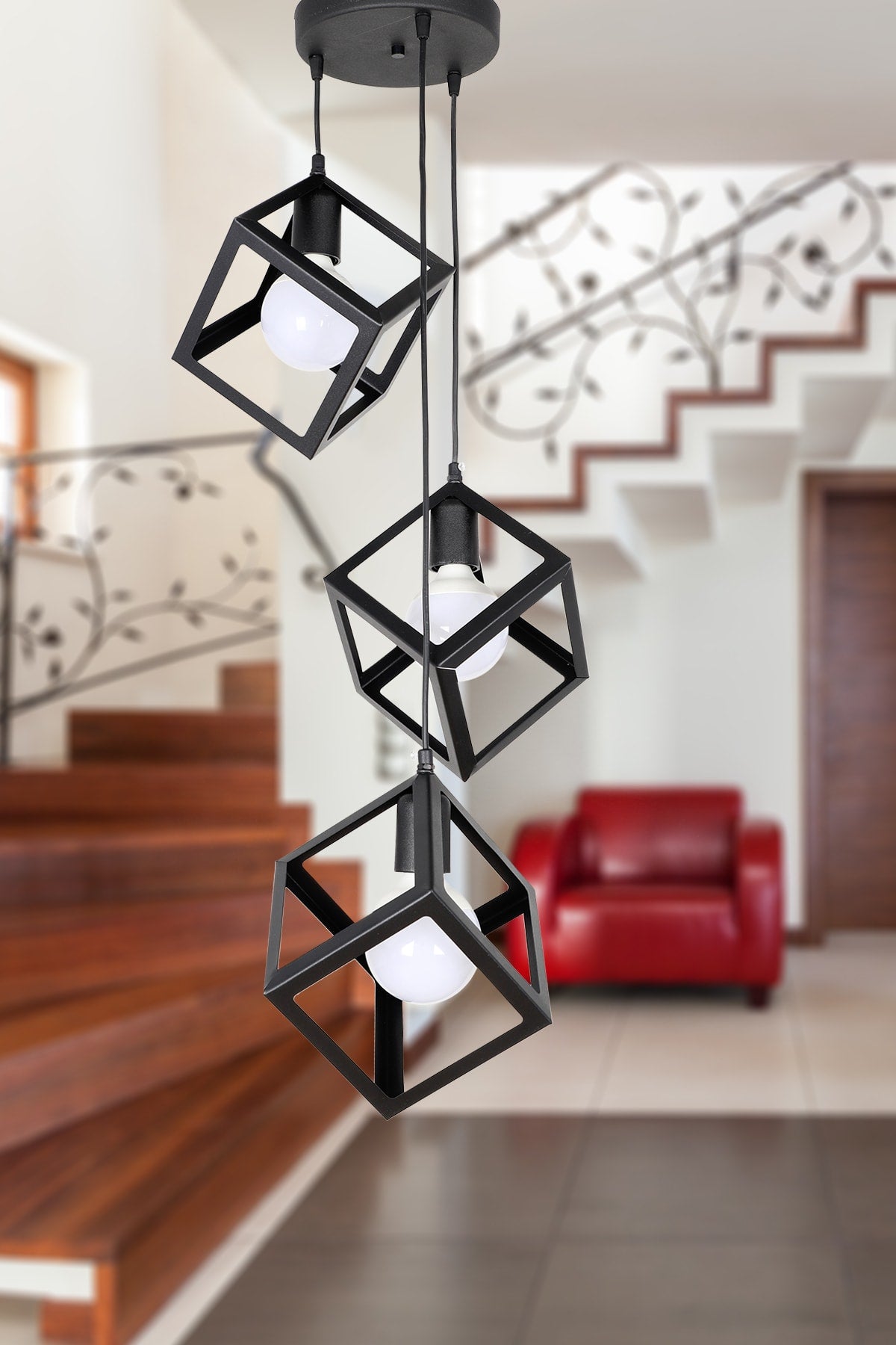 Cube 3Rd Black Chandelier