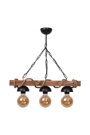 3 Piece Rustic Nigrum Rope Wooden Chandelier