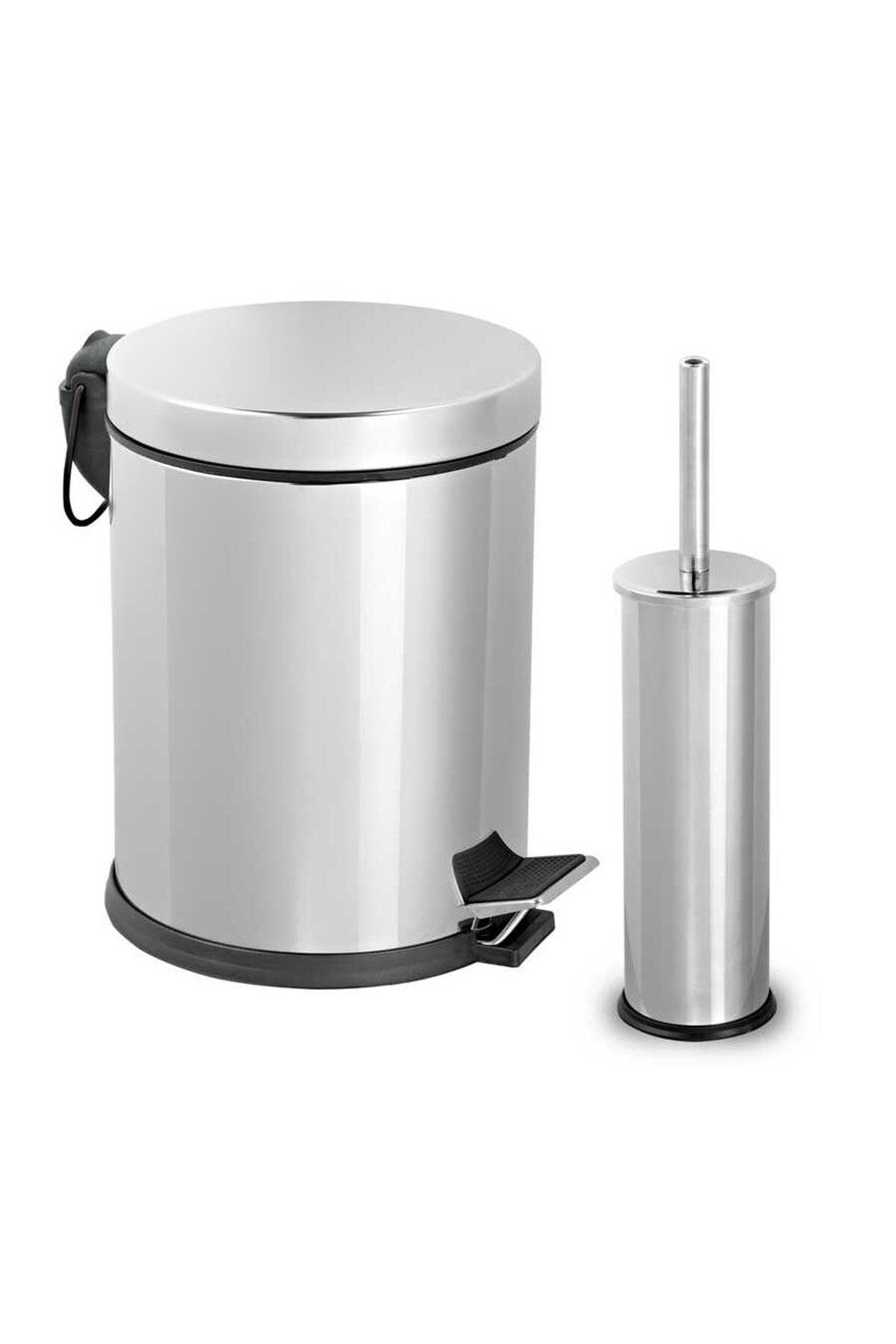 Lt Stainless 2 Liter Bathroom Set Chrome Pedal Dustbin - Swordslife