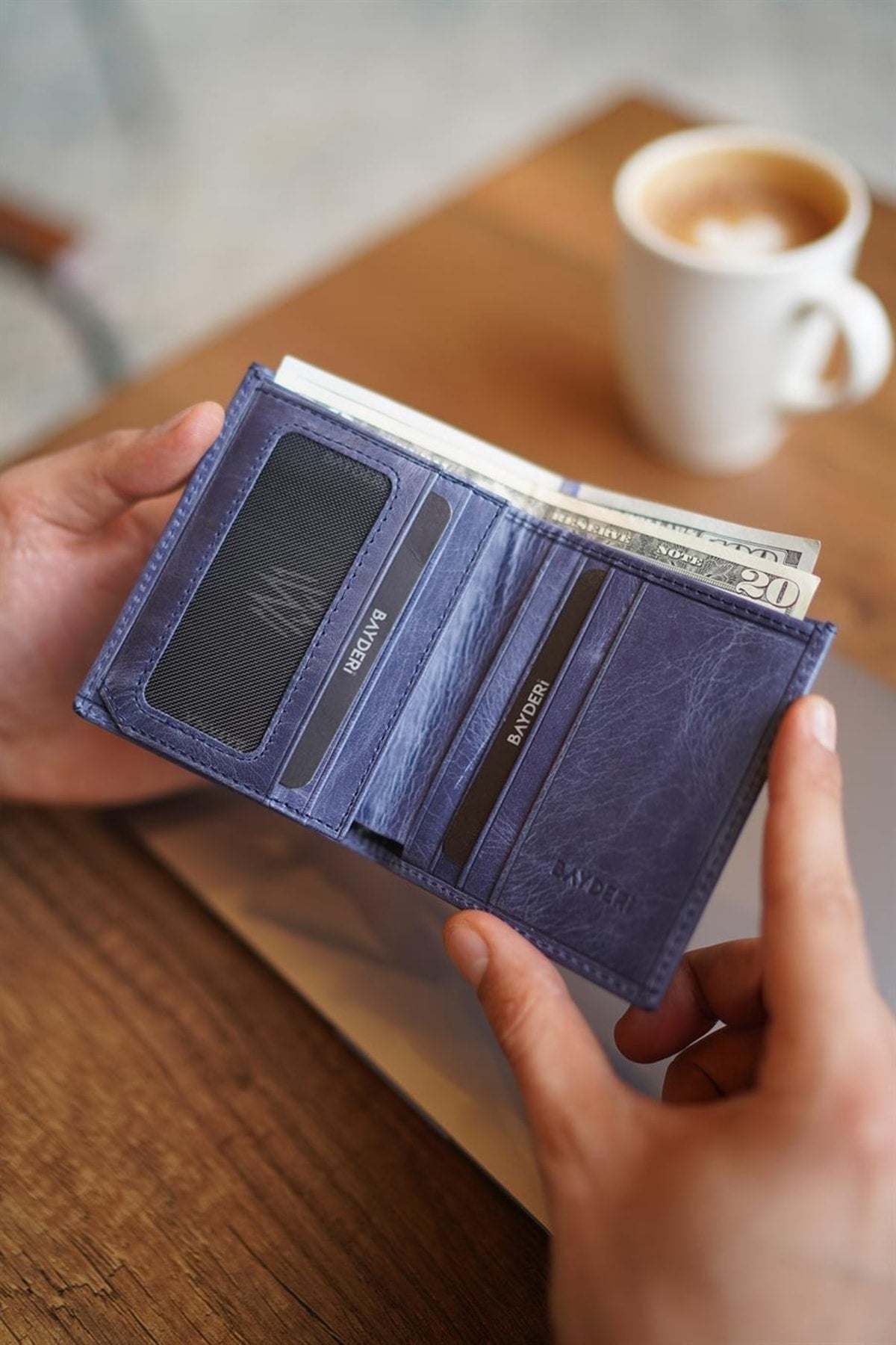 Lisande Genuine Leather Polite Men'S Wallet Crazy Navy Blue
