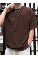 Black Sokak Men's Brown Dreamer Printed Oversize Crew Neck Tshirt