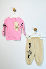 Cotton Teddy Bear Accessory Bear Pattern Baby Bottom Top Set