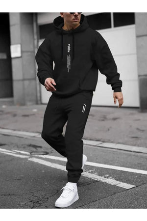 Schwarzes, vertikales Oversize-Trainingsanzug-Set für Herren