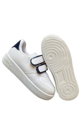 Unisex Boys Girls Velcro Sneakers Sneaker - White Navy Blue