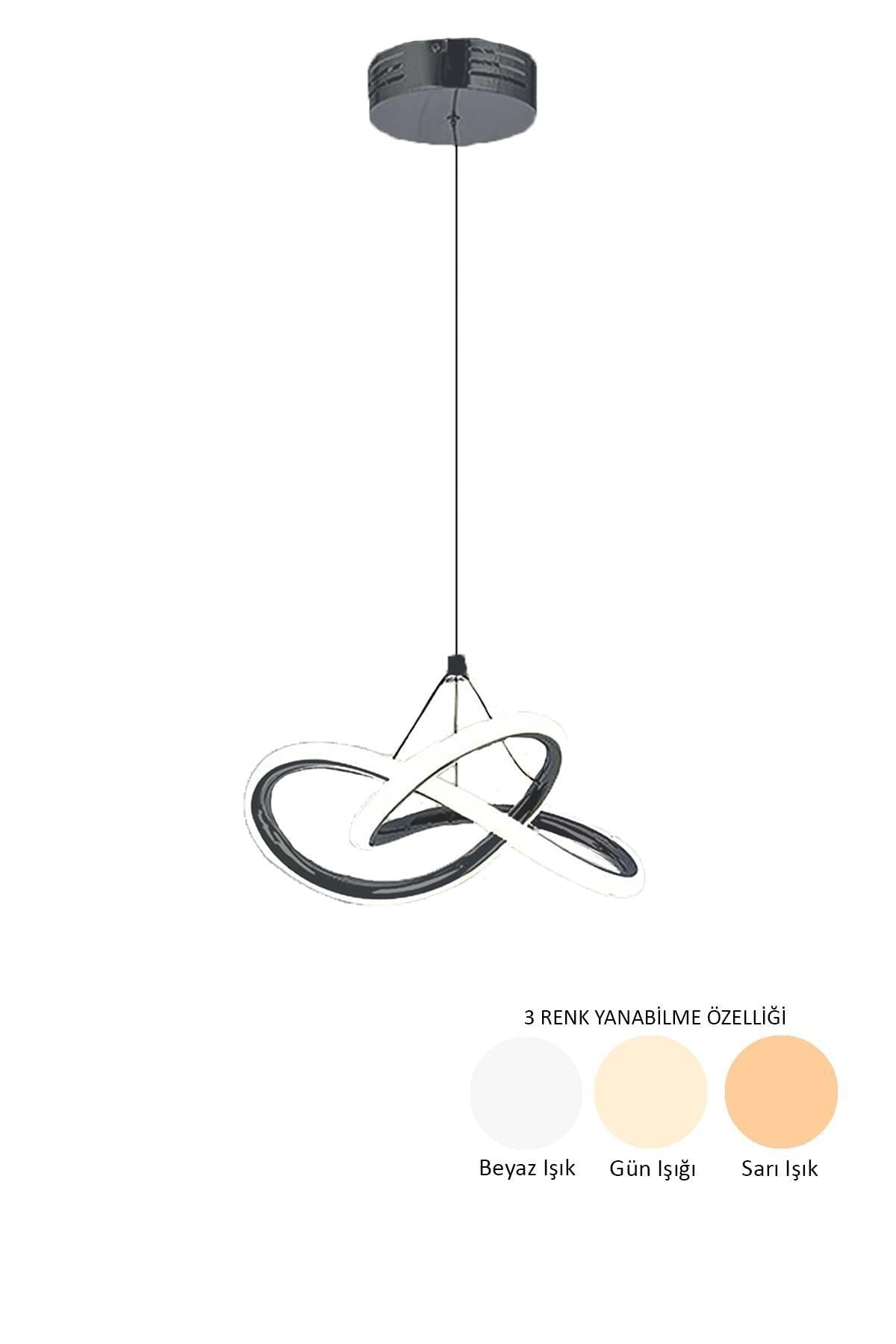 Modern Bolivia Single Black 3 Color Illuminated Power LED Chandelier for Living Room Kitchen Room Hallway