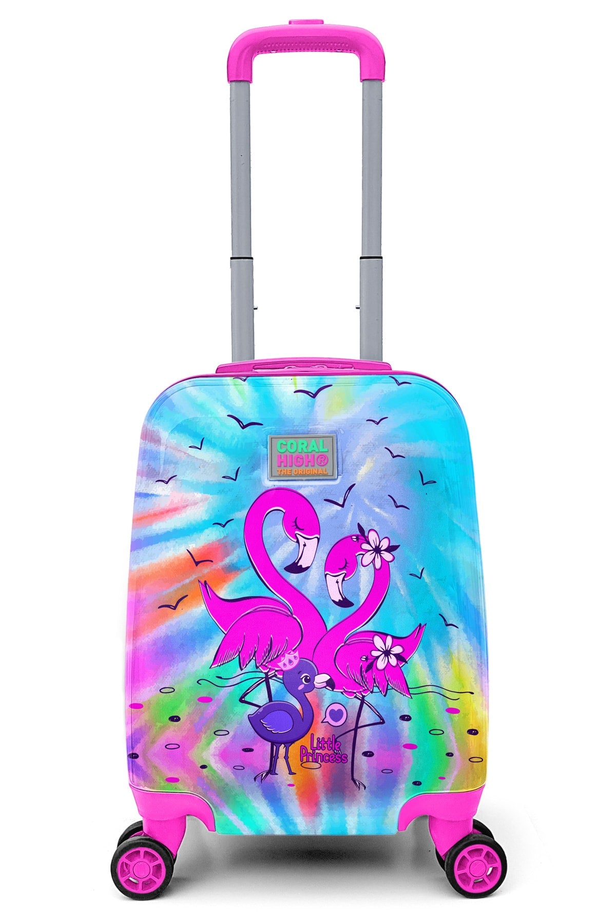 Kids Blue Pink Flamingo Patterned Child Suitcase 16702