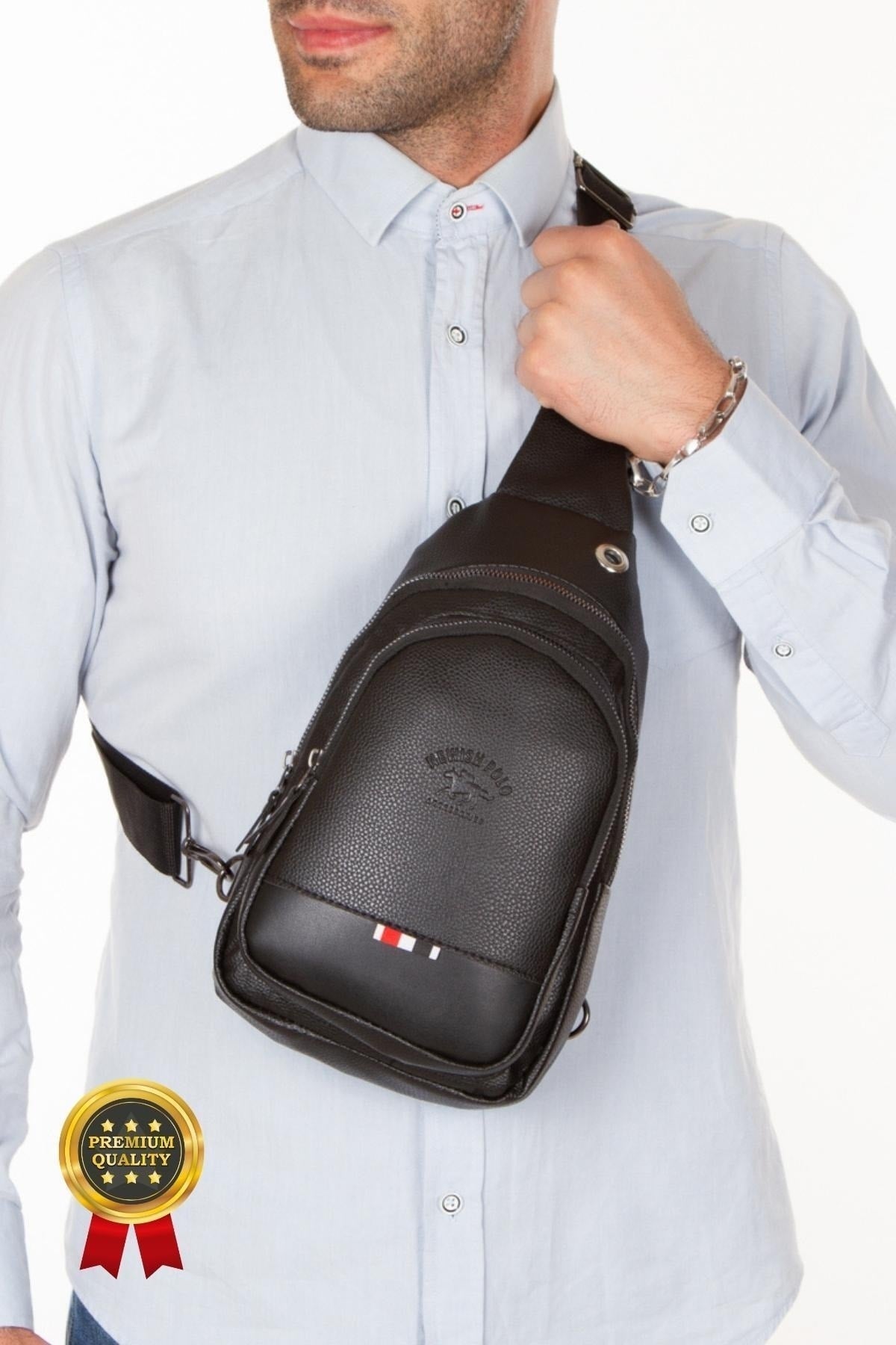 Black Unisex Cross Adjustable Strap Shoulder Bag Lt-6547