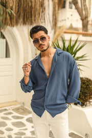 Men'S Saks Linen Loose Fit Oversize Loose Shirt