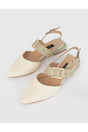 Ronja Women's Genuine Leather Beige Olive Heeled Sandals - Swordslife
