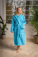 Welsoft Hooded Unisex Turquoise Bathrobe & Dressing Gown - Swordslife