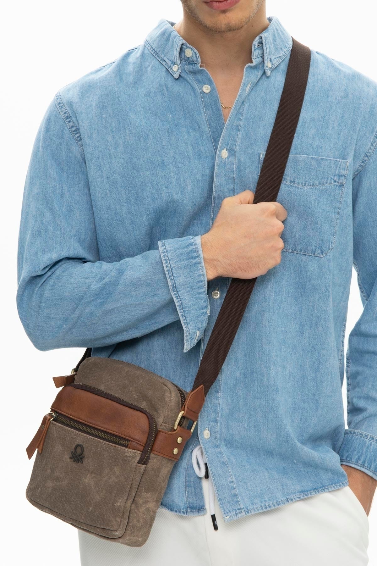 Benetton Men's Crossbody Bag Brown Bnt1013