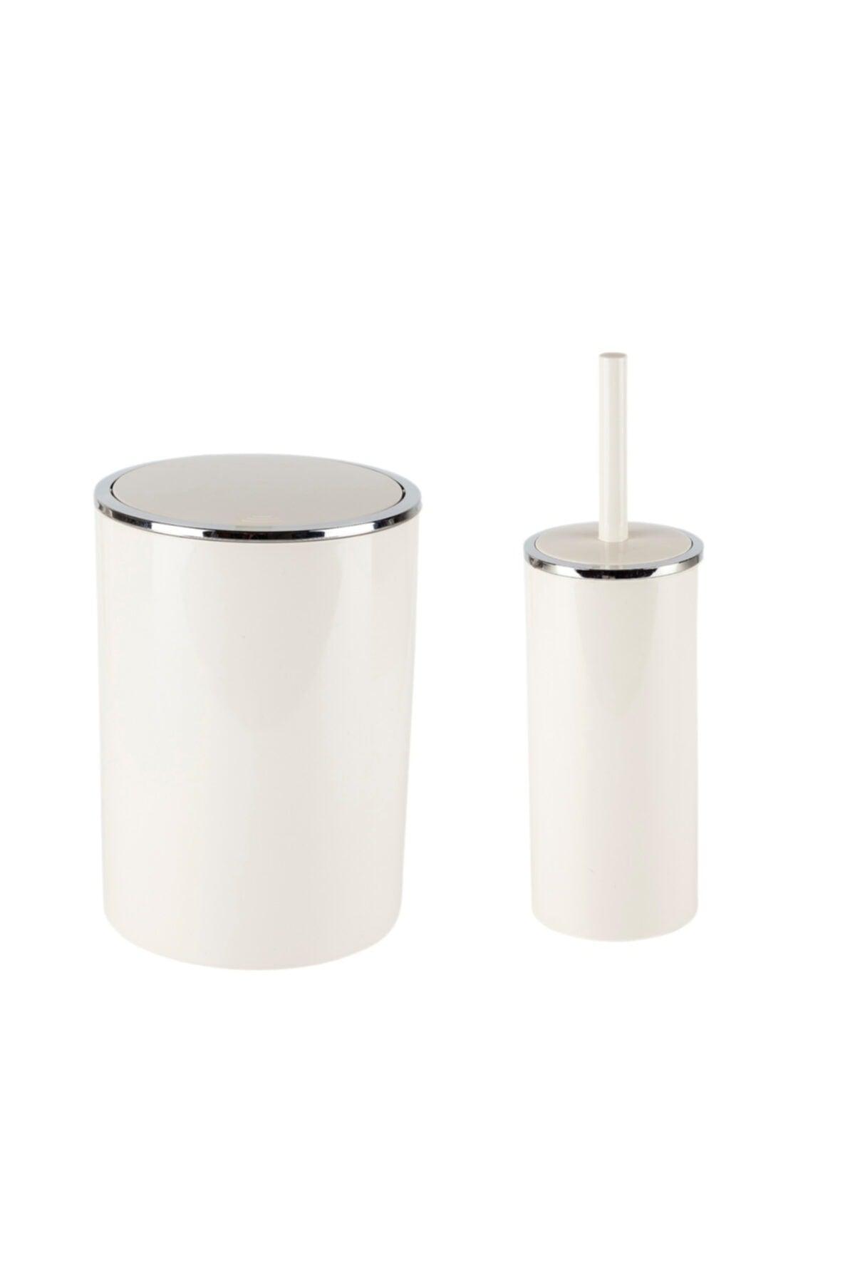 Lenox Dustbin + Toilet Set of 2 Beige - Swordslife