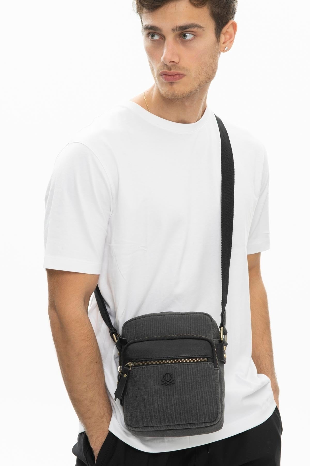 Benetton Men's Crossbody Bag Black Bnt1013