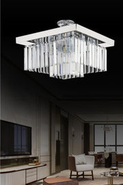 Yasemin Square Silver Crystal Stone Chandelier