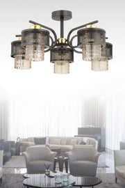 Karla 5-Piece Modern Yellow Plafonier Chandelier