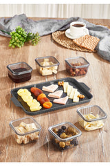 6 Square Compartment Covered Breakfast Set Acrylic