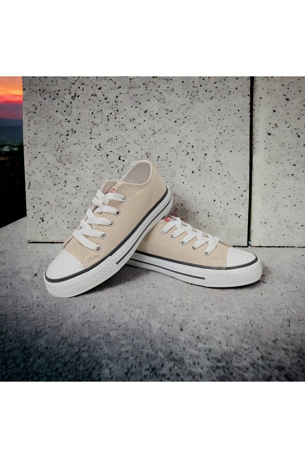 Cream Color Short Linen Convers Shoes