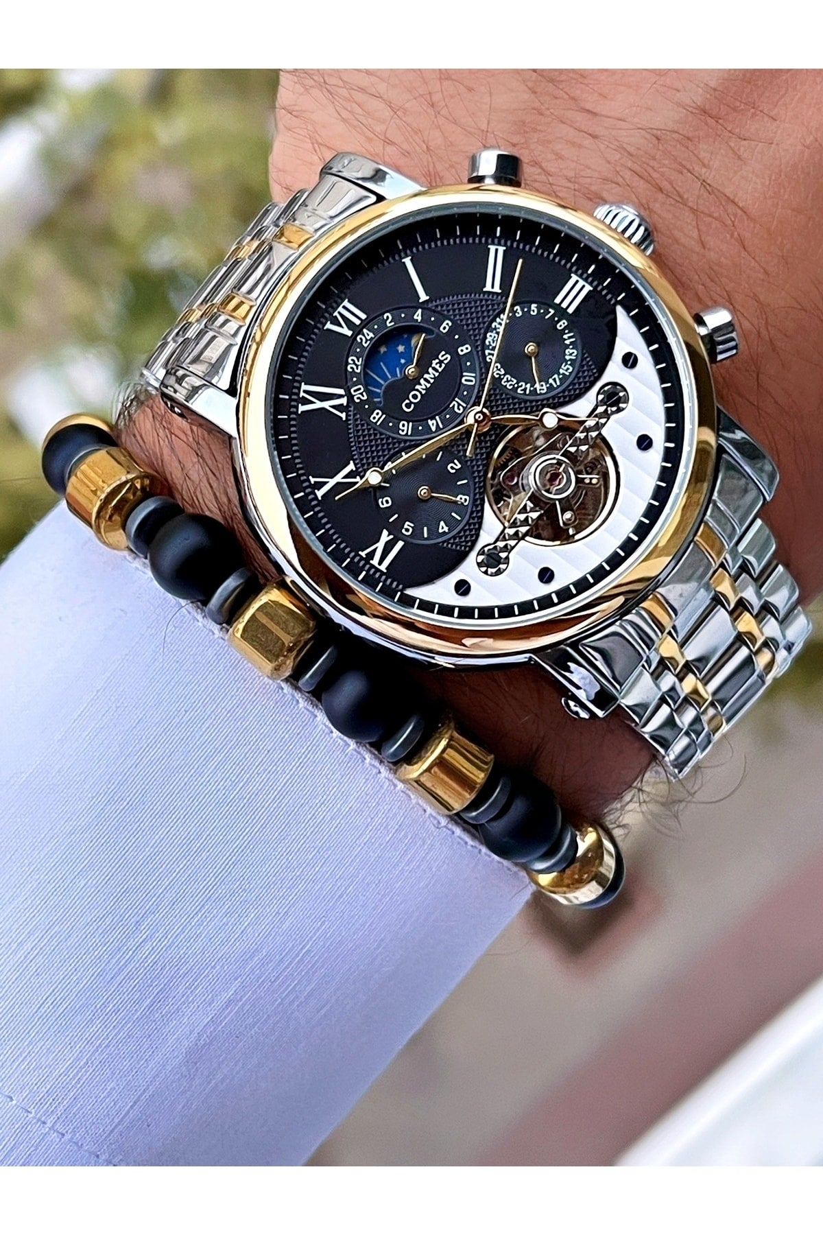 Zeit Automatische Bewegung Luxus Herren Armbanduhr