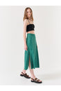 Emerald Green High Waist Floral Midi Skirt - Swordslife