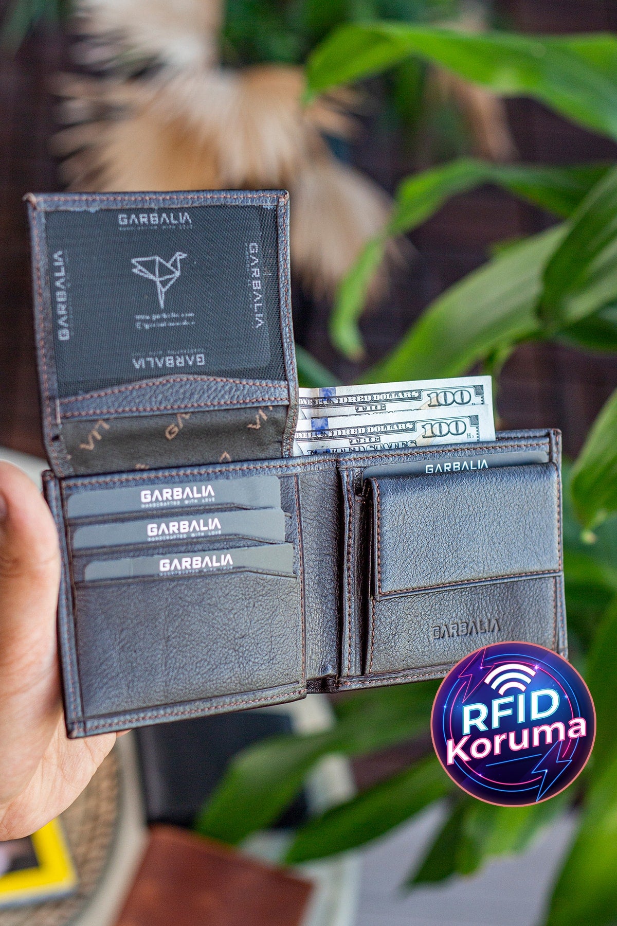Genuine Leather Coin Holder Rfid Blocker Natural Taba Wallet