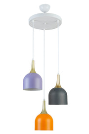 Reina Modern Design Living Room - Kitchen - Cafe Living Room Lilac Orange Anthracite Color 3-Piece Chandelier