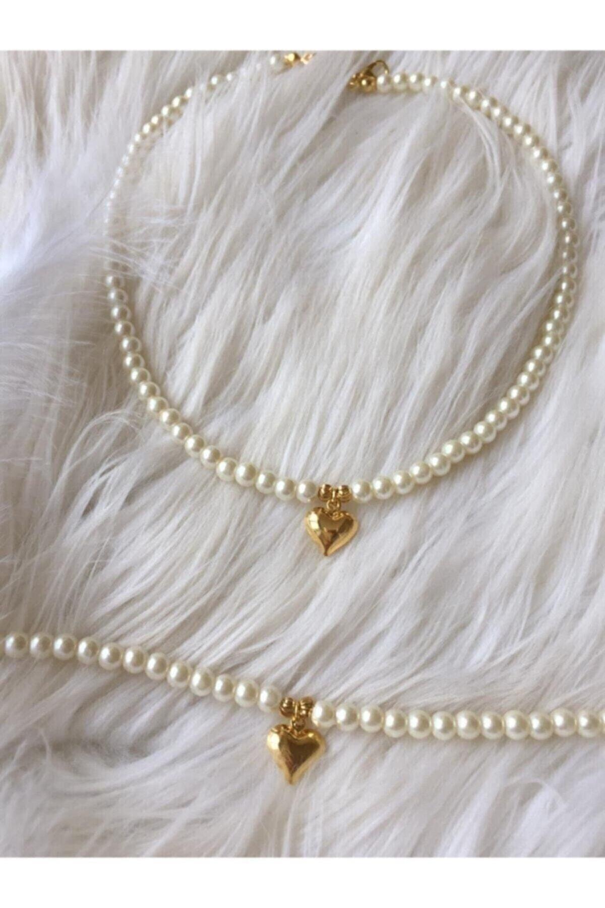 2 Li Pearl Gold Heart Pendant Necklace Set - Swordslife