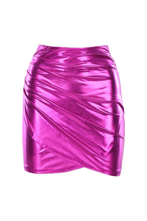 Shine Fuchsia Glittery Shiny Mini Skirt - Swordslife