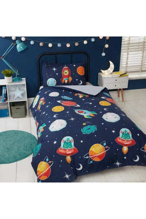 Satin Cotton Space Space Pattern Galaxy Themed Kids Room Kids Duvet Cover Set