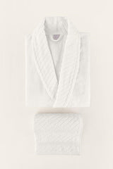 Lycian White Bathrobe Set 2 Pcs Set 1 Bathrobe 1 Towel Soft Cotton Bathrobe Hand Face Towel Bath 1054a - Swordslife