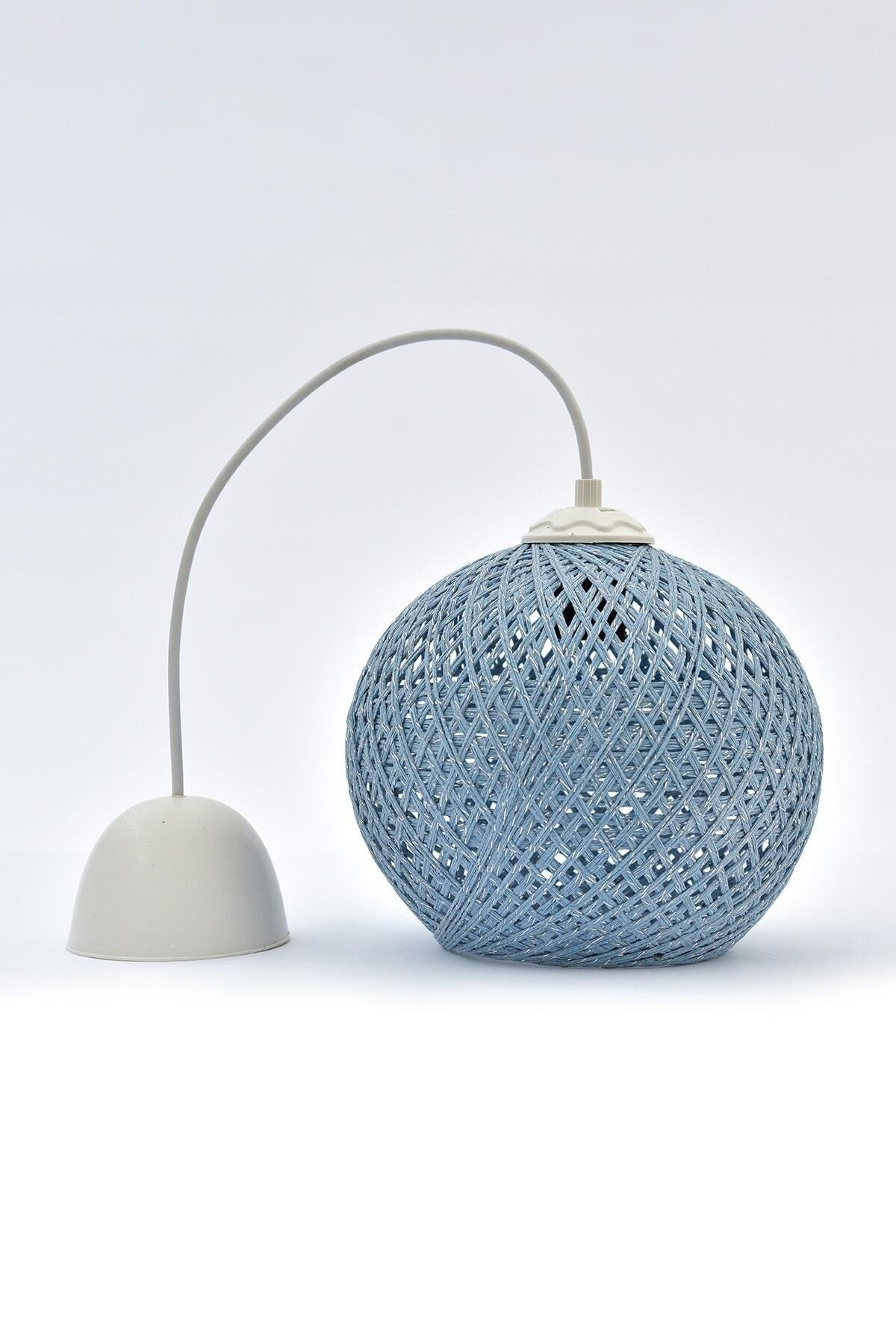 Balle Blau Pendelleuchte Kugel Kronleuchter Weißes Kabel