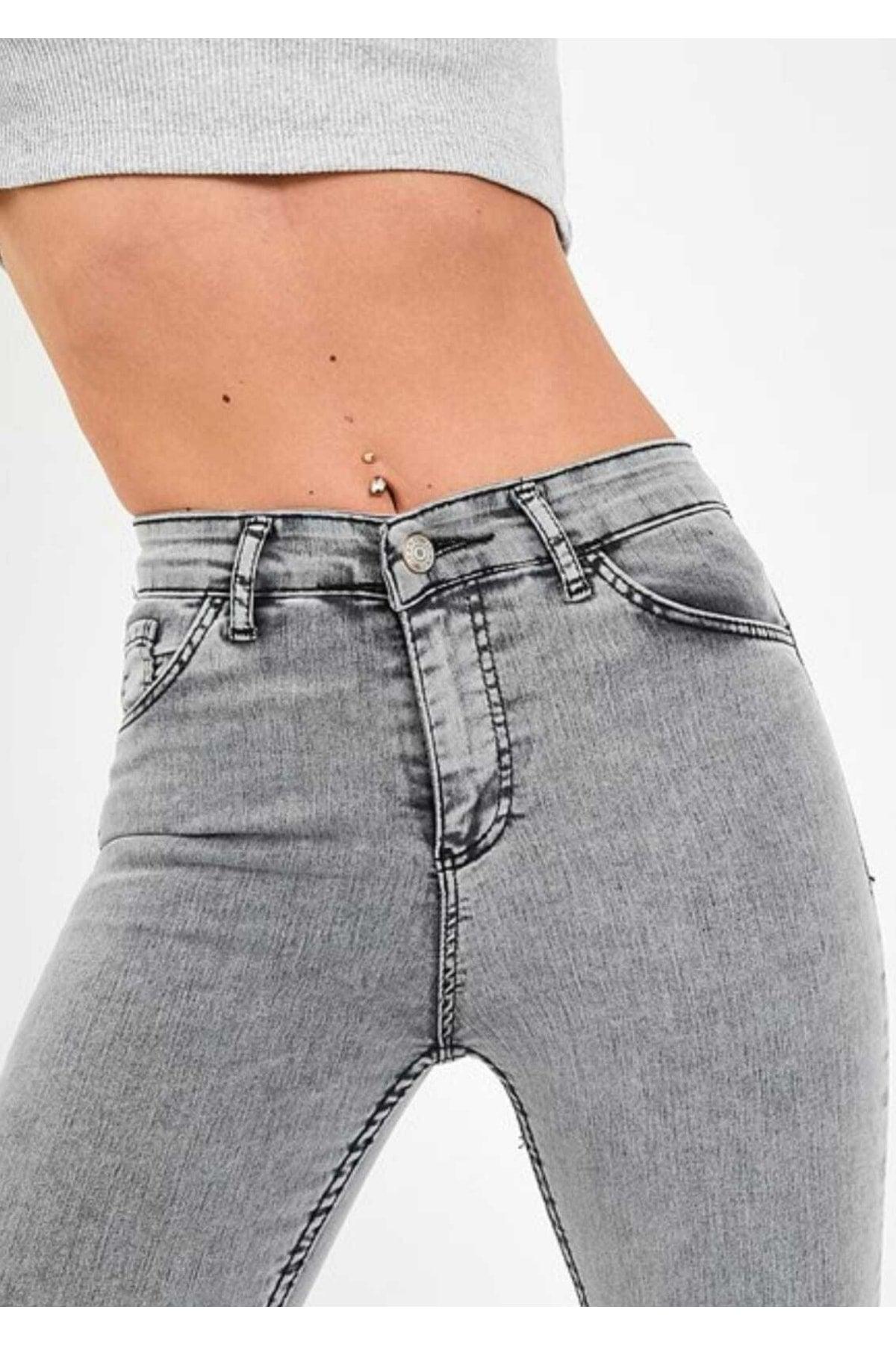 Women's Snow Wash Gray High Waist Slim Leg Skinny Lycra Jeans - Swordslife