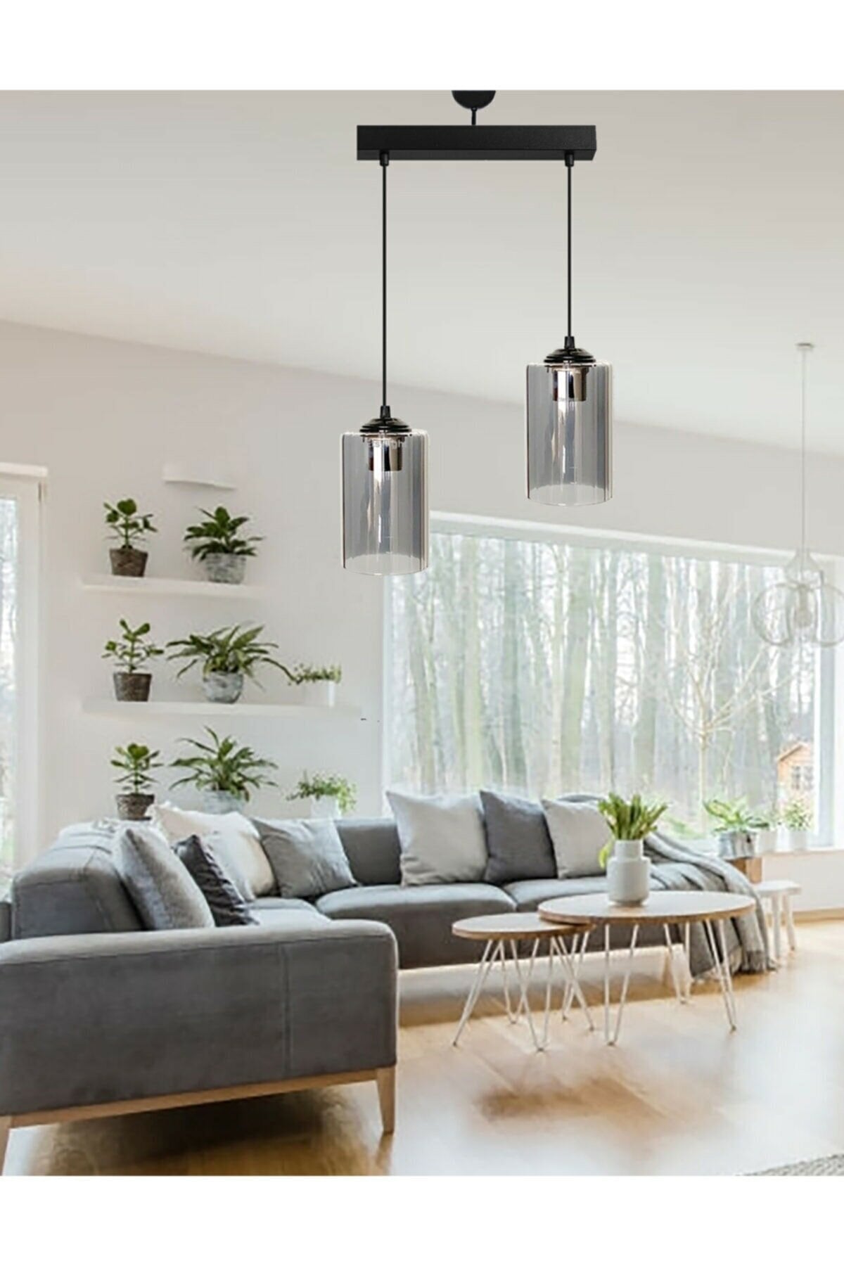 Modern Sports Model Double Smoked Genuine Glass Pendant Lamp Chandelier