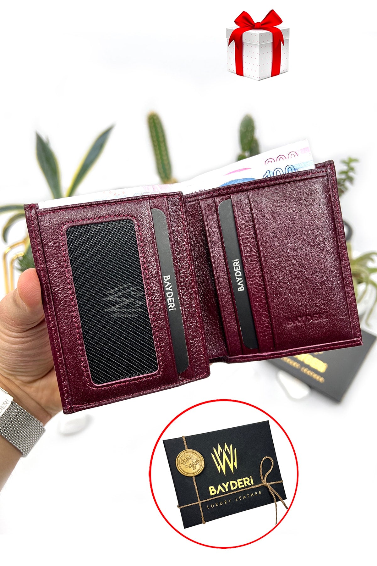 Genuine Leather Claret Red Handy Men'S Wallet