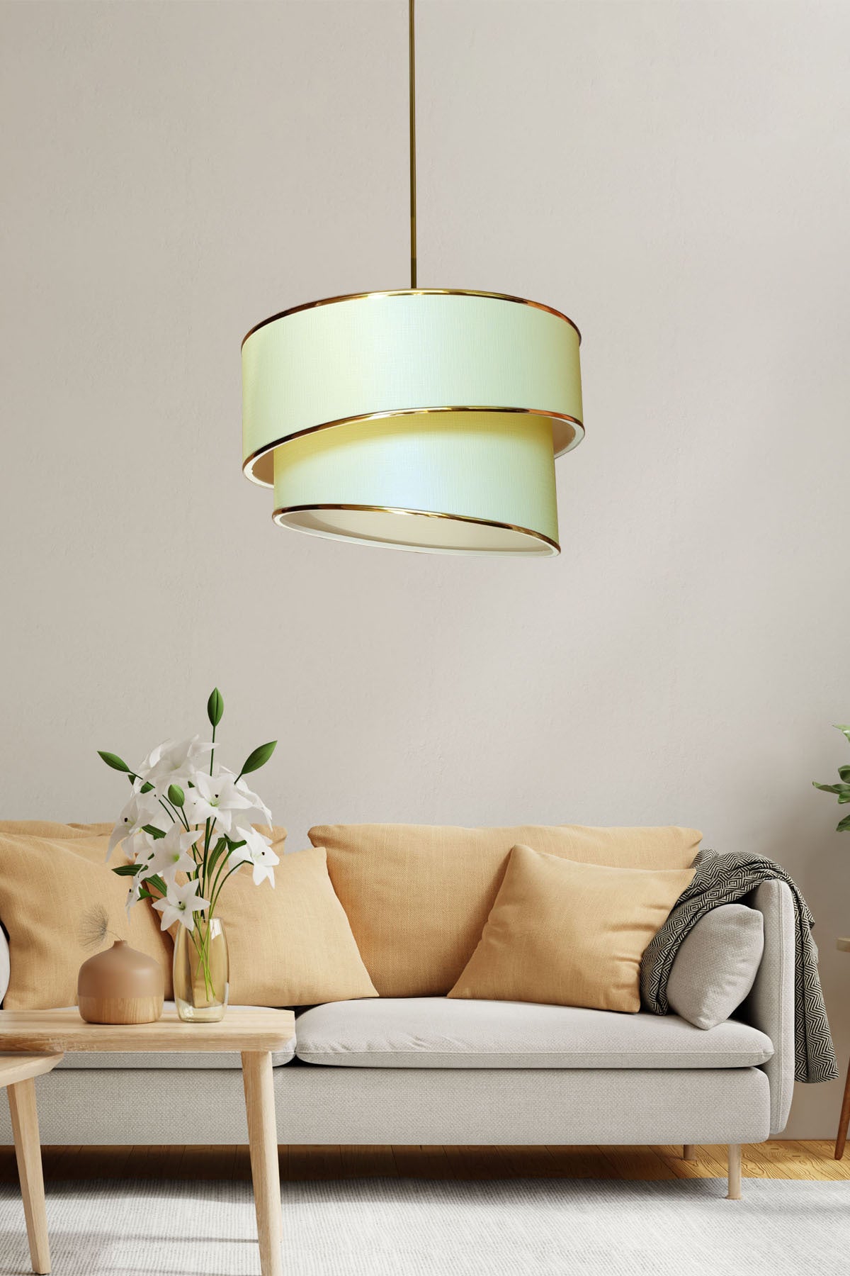 Ruzgar Moderne Einzel-Pendelleuchte Kronleuchter Beige Es119