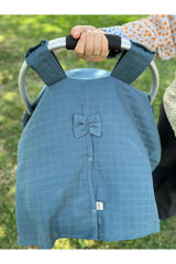 Run Baby Muslin Fabric Snap Snap Stroller Cover (PETROL BLUE) 75x100cm