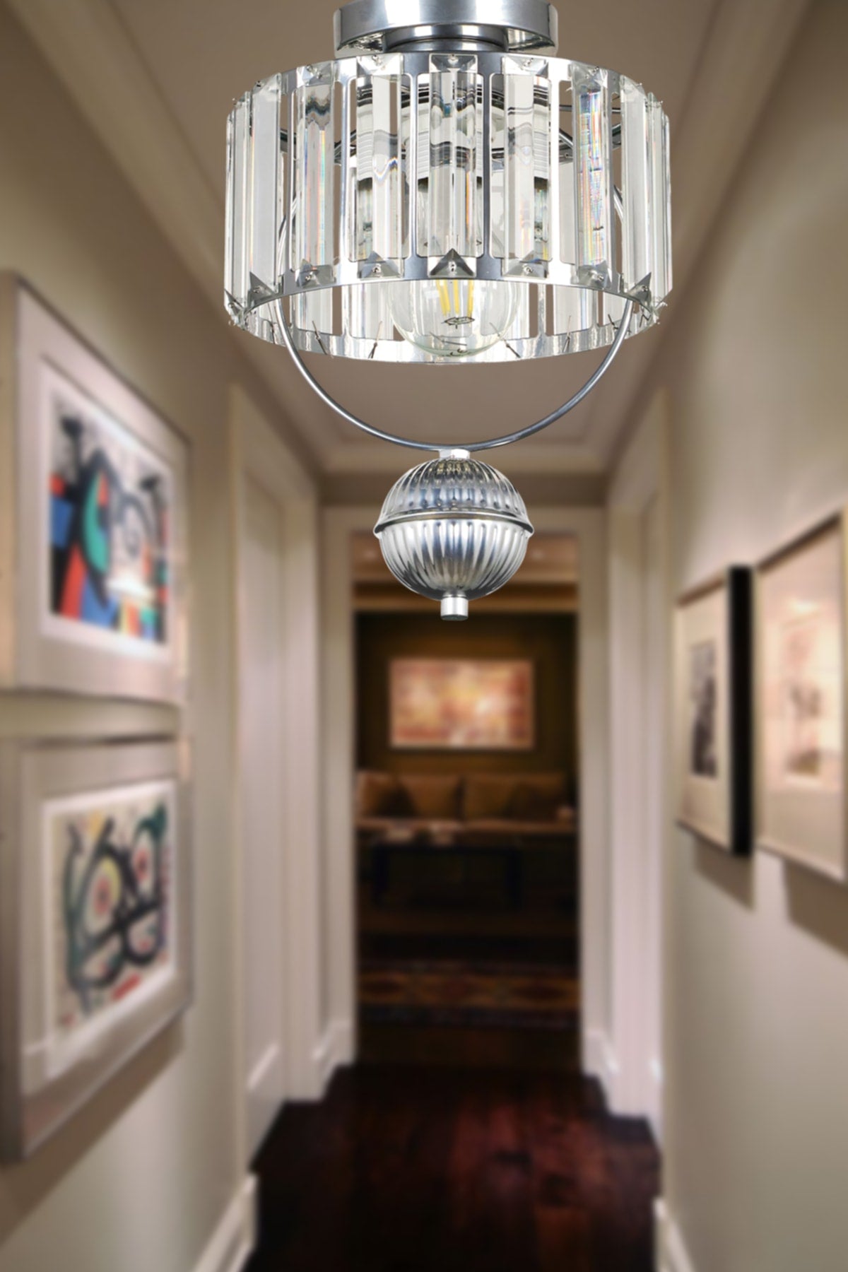 Gallon Ceiling Lux Crystal Mounting Single Chandelier Chrome