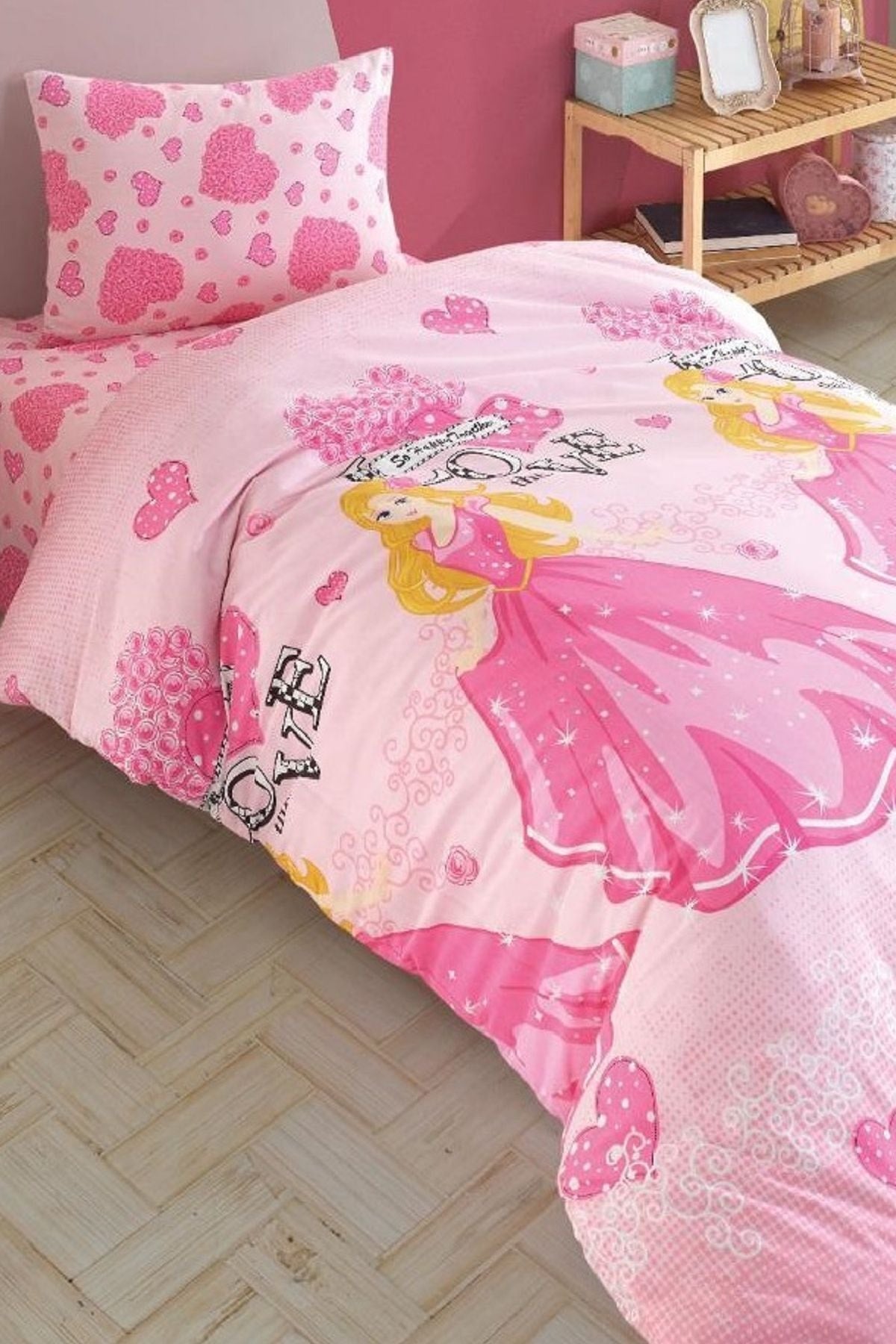 Elastic Fitted Girl'S Duvet Cover Set Natural Healthy Cotton Single Use