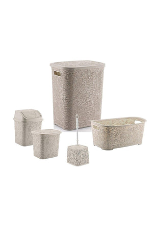 5 Piece Bathroom Set Dirty Basket Laundry Saddle - Swordslife
