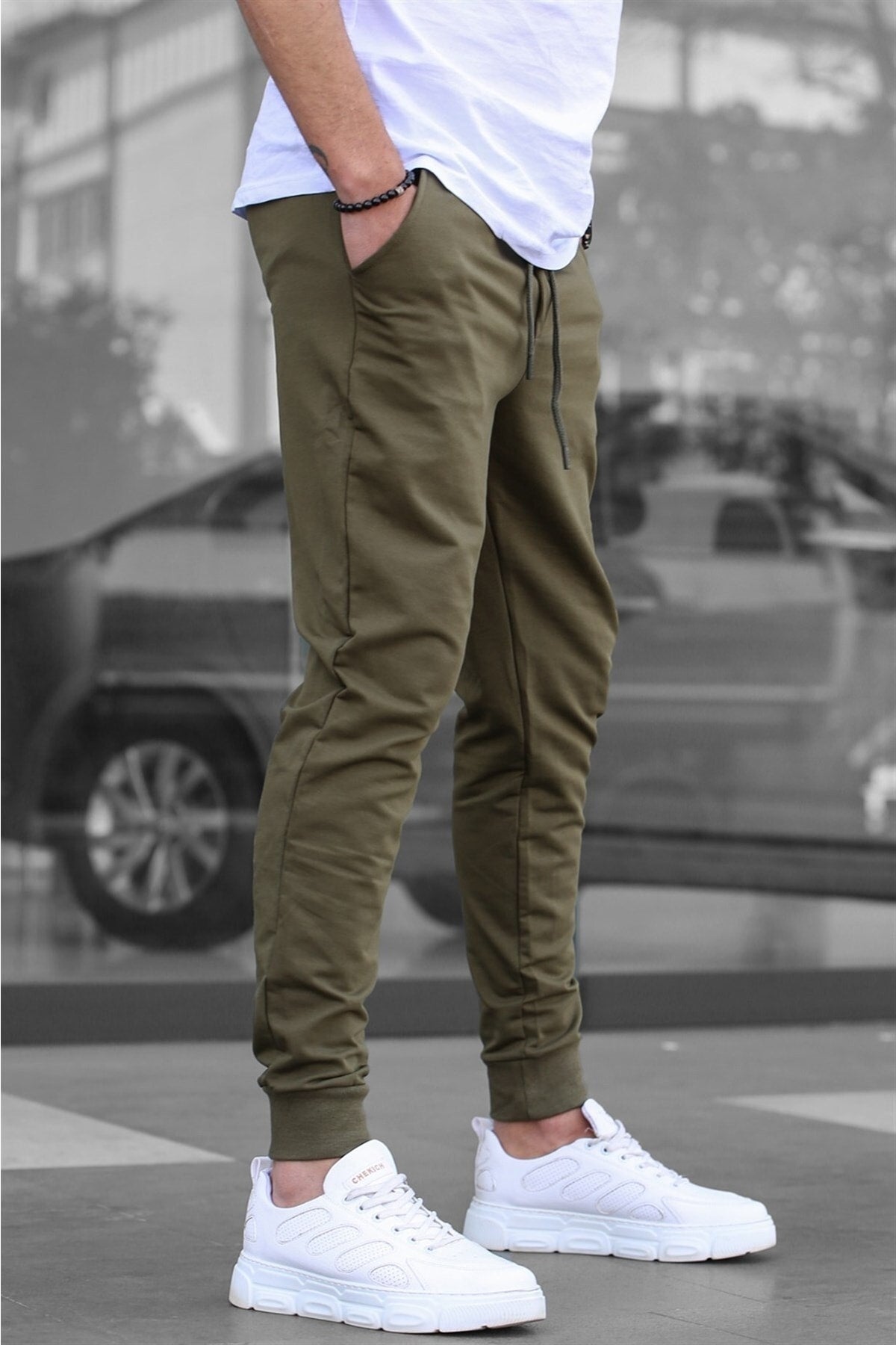 Men's Khaki Elasticated Men's Tracksuit 4821