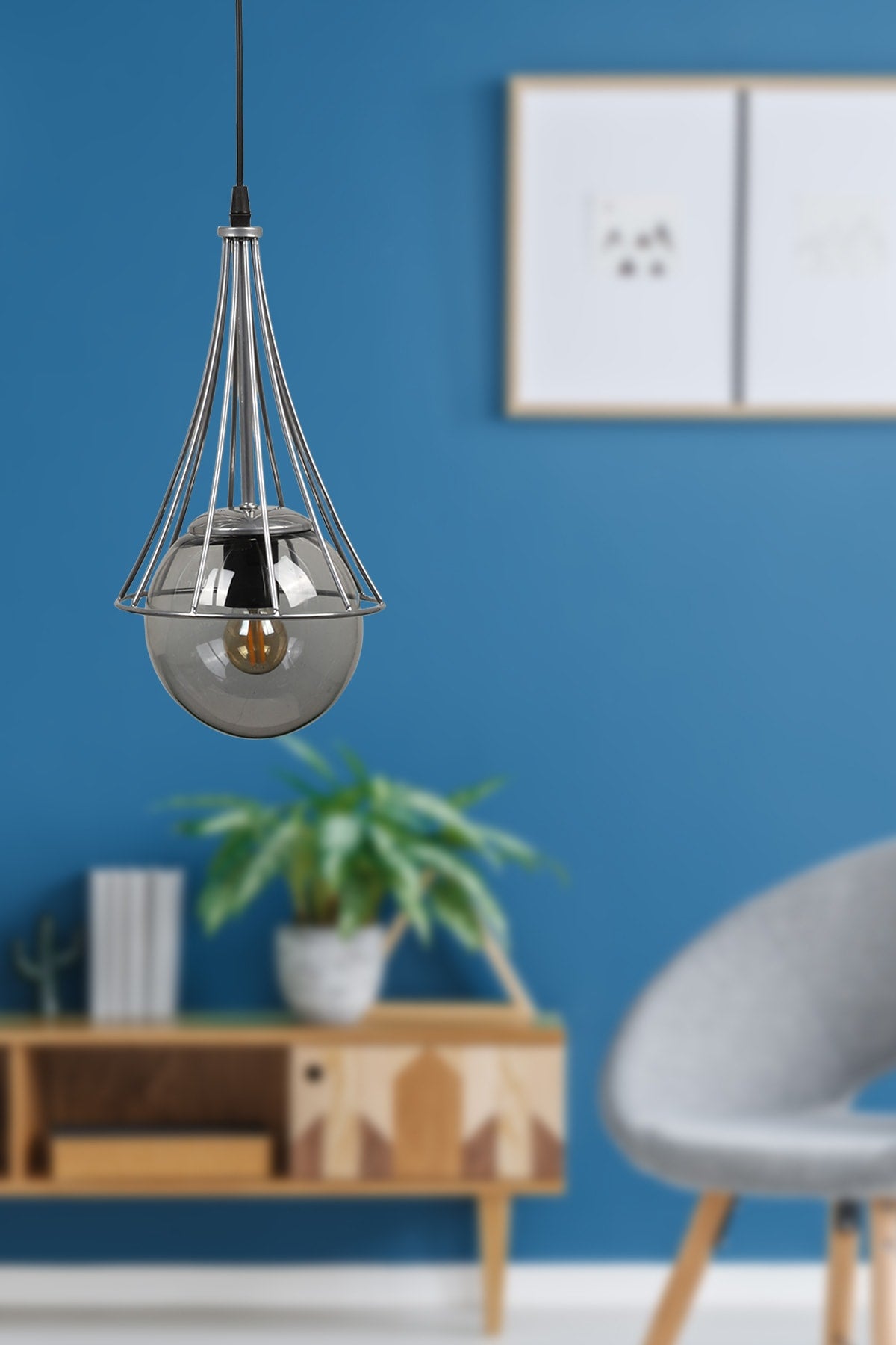 Lapis Einzelleuchter Chrom-Rauchglas