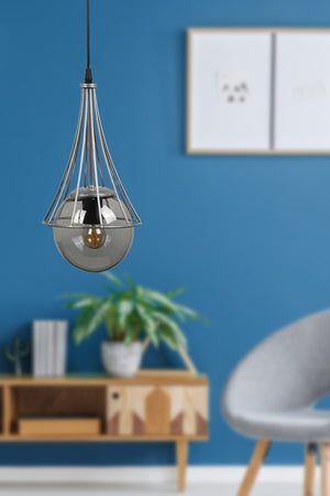 Lapis Einzelleuchter Chrom-Rauchglas