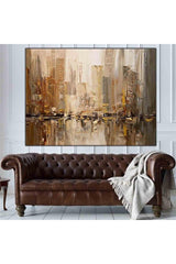 City Landscape Abstract Oil Painting Textured Canvas Print - Swordslife