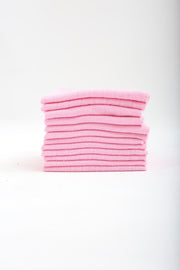 12 Pcs Muslin Mouth Wipes , Sweat Cloth Double Layered Sewed Pink
