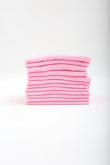 12 Pcs Muslin Mouth Wipes , Sweat Cloth Double Layered Sewed Pink