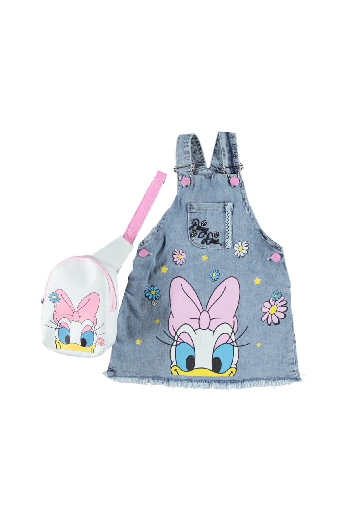 Bedruckte Tasche Jeans Kleid Mädchen Weste Alter 2/9